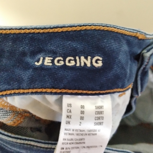 American Eagle Mid Rise Medium Wash Jeggings Size 00 Short - Picture 9 of 10